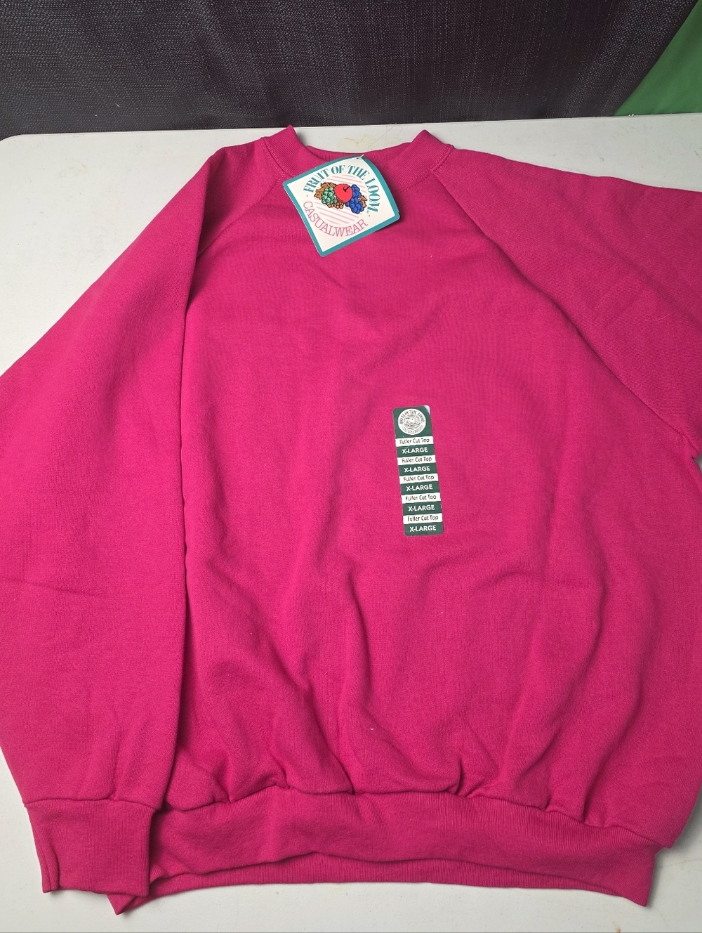 Vintage Womens XL Fuller Cut Plain Pink Sweatshirt Fruit Of The Loom with Tags